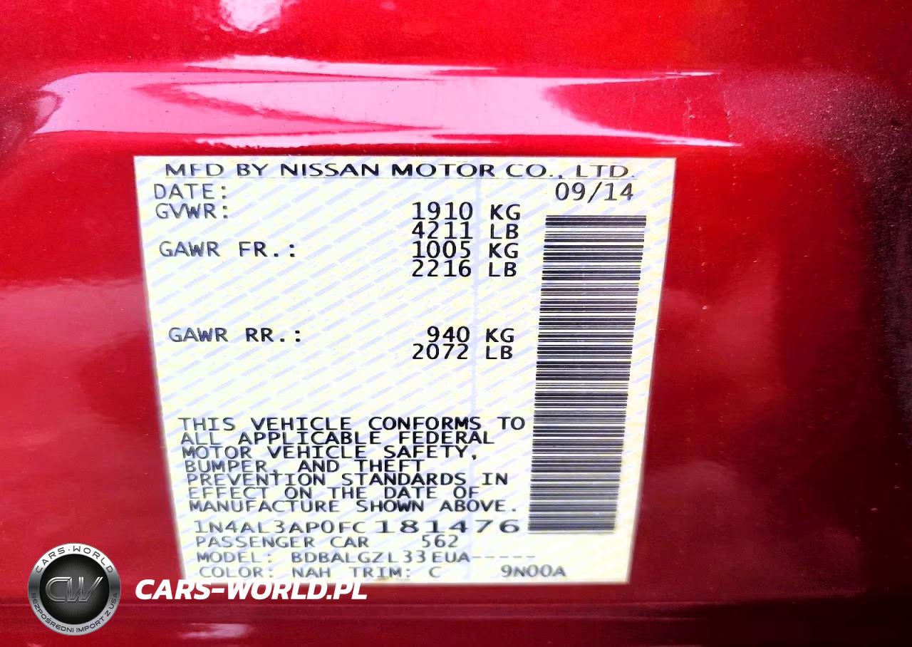 2015 Nissan Altima 2.5 S VIN:1N4AL3AP0FC181476 - 13