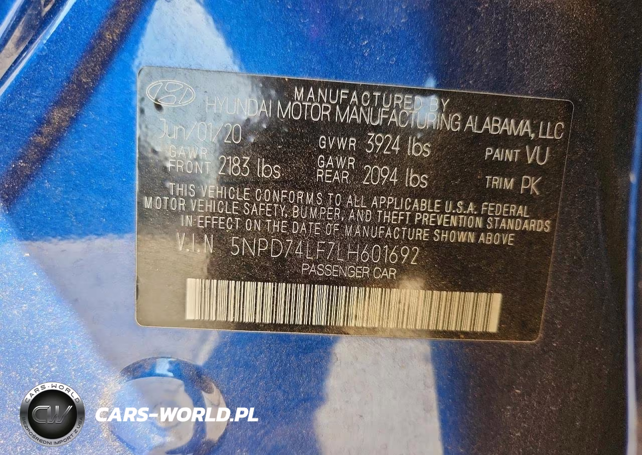 2020 Hyundai Elantra Se VIN:5NPD74LF7LH601692 - 12