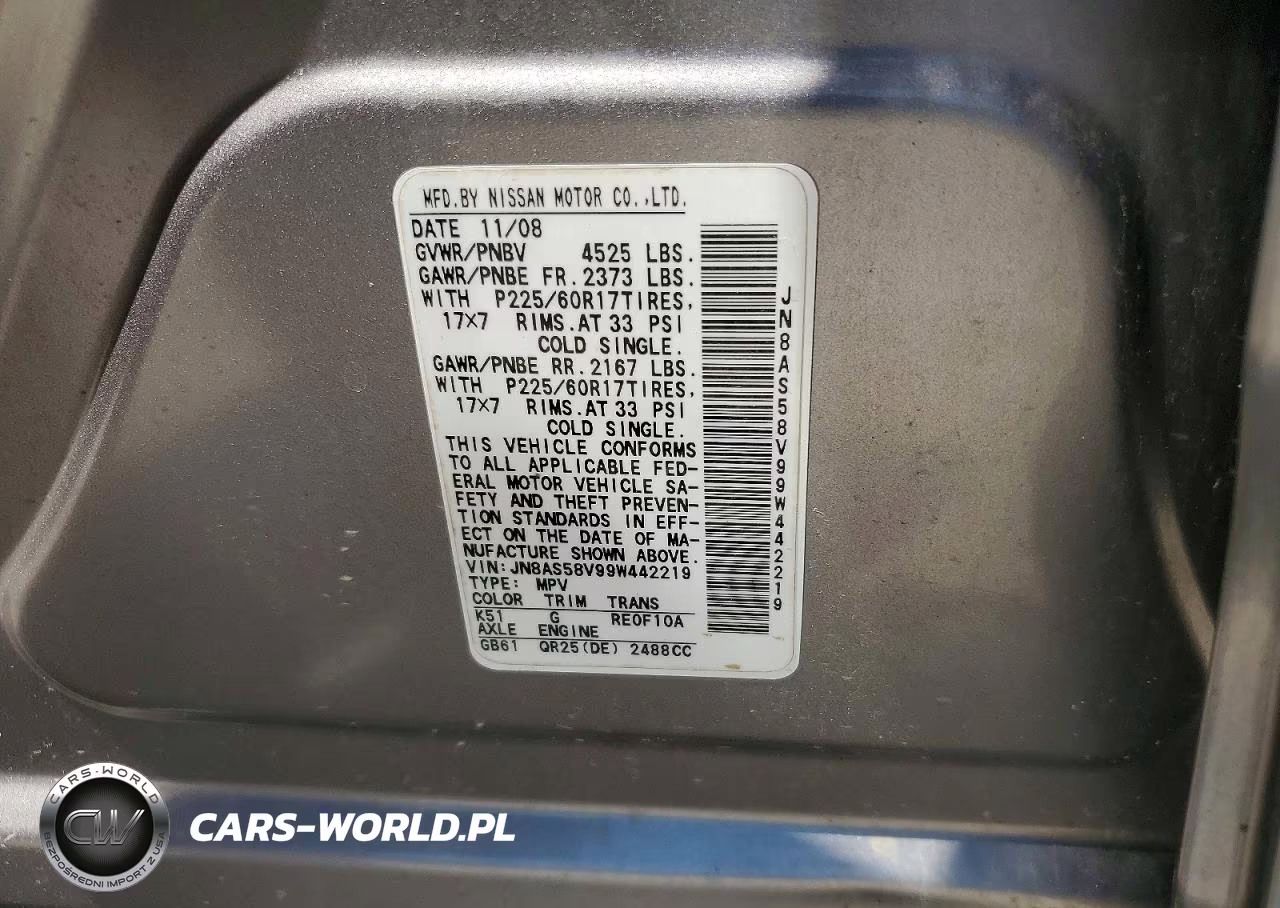 2009 Nissan Rogue VIN:JN8AS58V99W442219 - 14