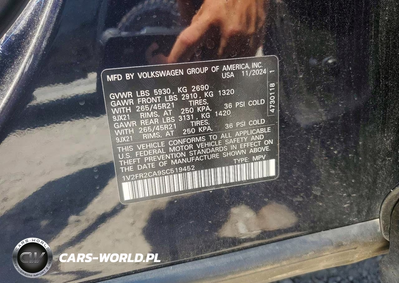 2025 Volkswagen Atlas Sel Premium R-Line VIN:1V2FR2CA9SC519452 - 13