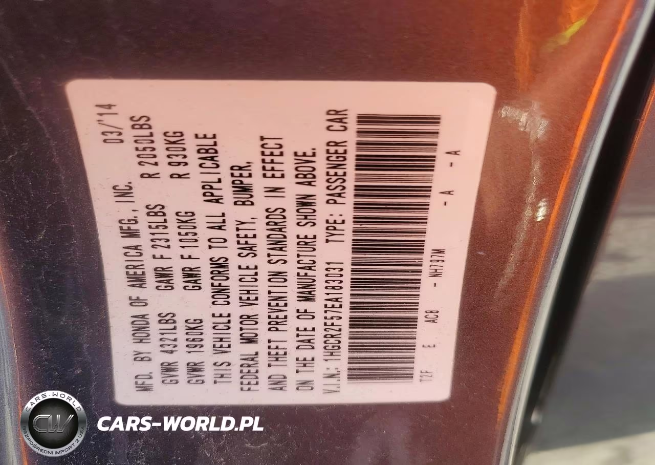 2014 Honda Accord Sport VIN:1HGCR2F57EA183031 - 12