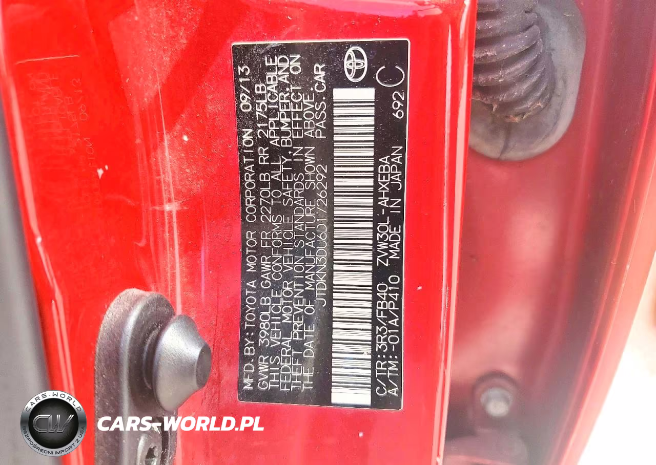 2013 Toyota Prius Two VIN:JTDKN3DU6D1726292 - 12