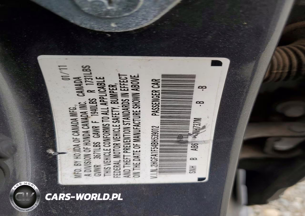 2011 Honda Civic Lx VIN:2HGFA1F54BH539012 - 12
