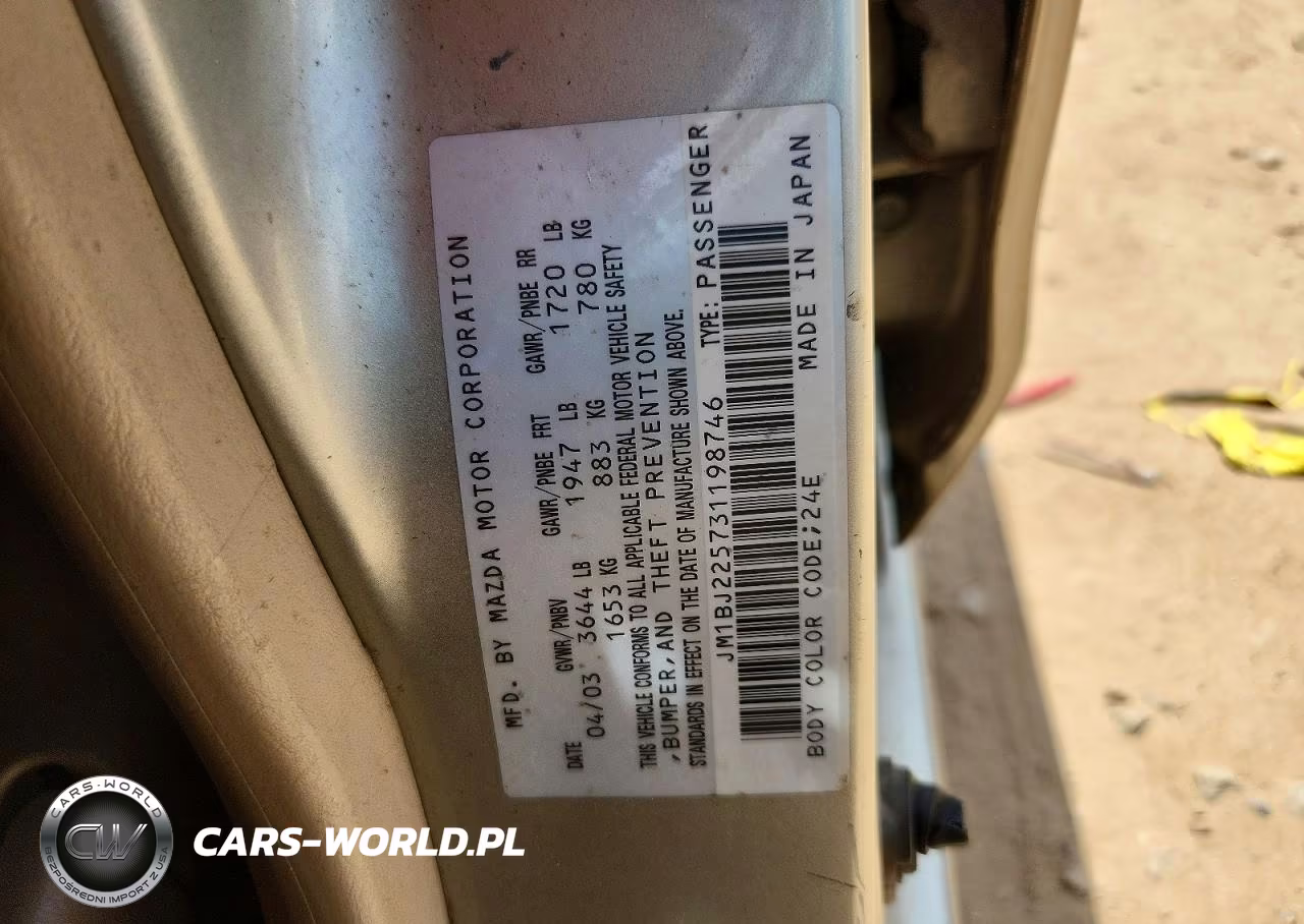 2003 Mazda Protege Dx VIN:JM1BJ225731198746 - 12