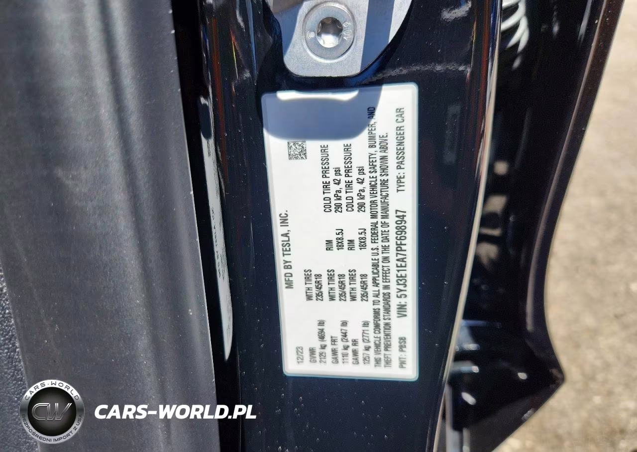 2023 Tesla Model 3 VIN:5YJ3E1EA7PF698947 - 12