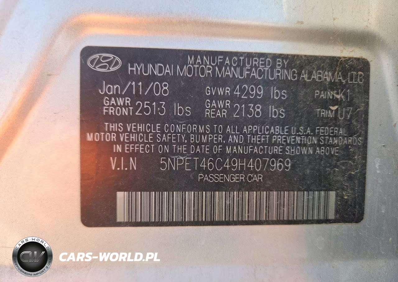 2009 Hyundai Sonata Gls VIN:5NPET46C49H407969 - 12