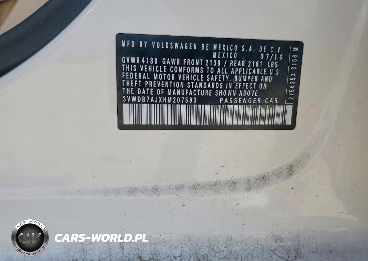 2017 Volkswagen Jetta Se VIN:3VWDB7AJXHM207593 - 12