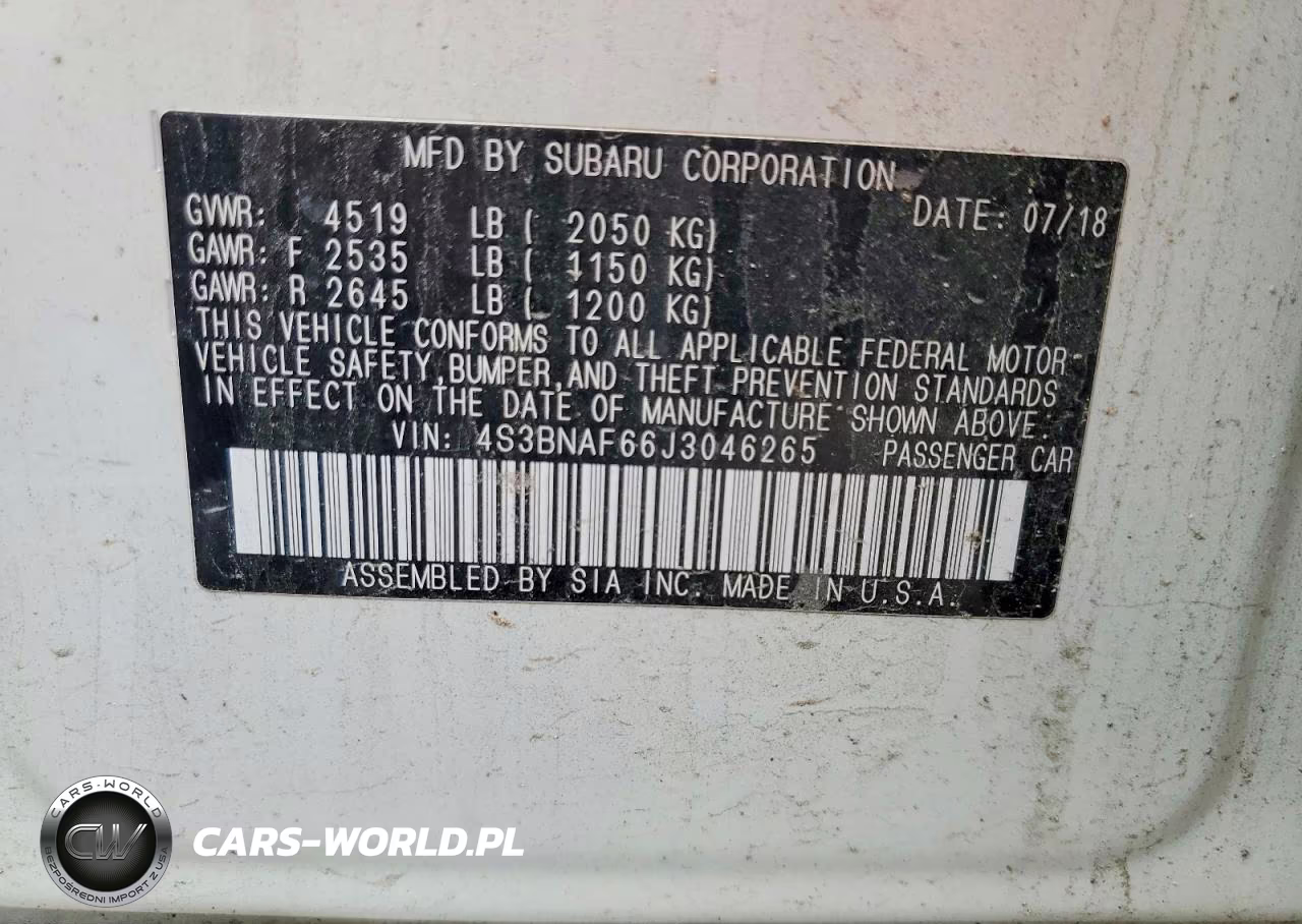 2018 Subaru Legacy 2.5I Premium VIN:4S3BNAF66J3046265 - 13