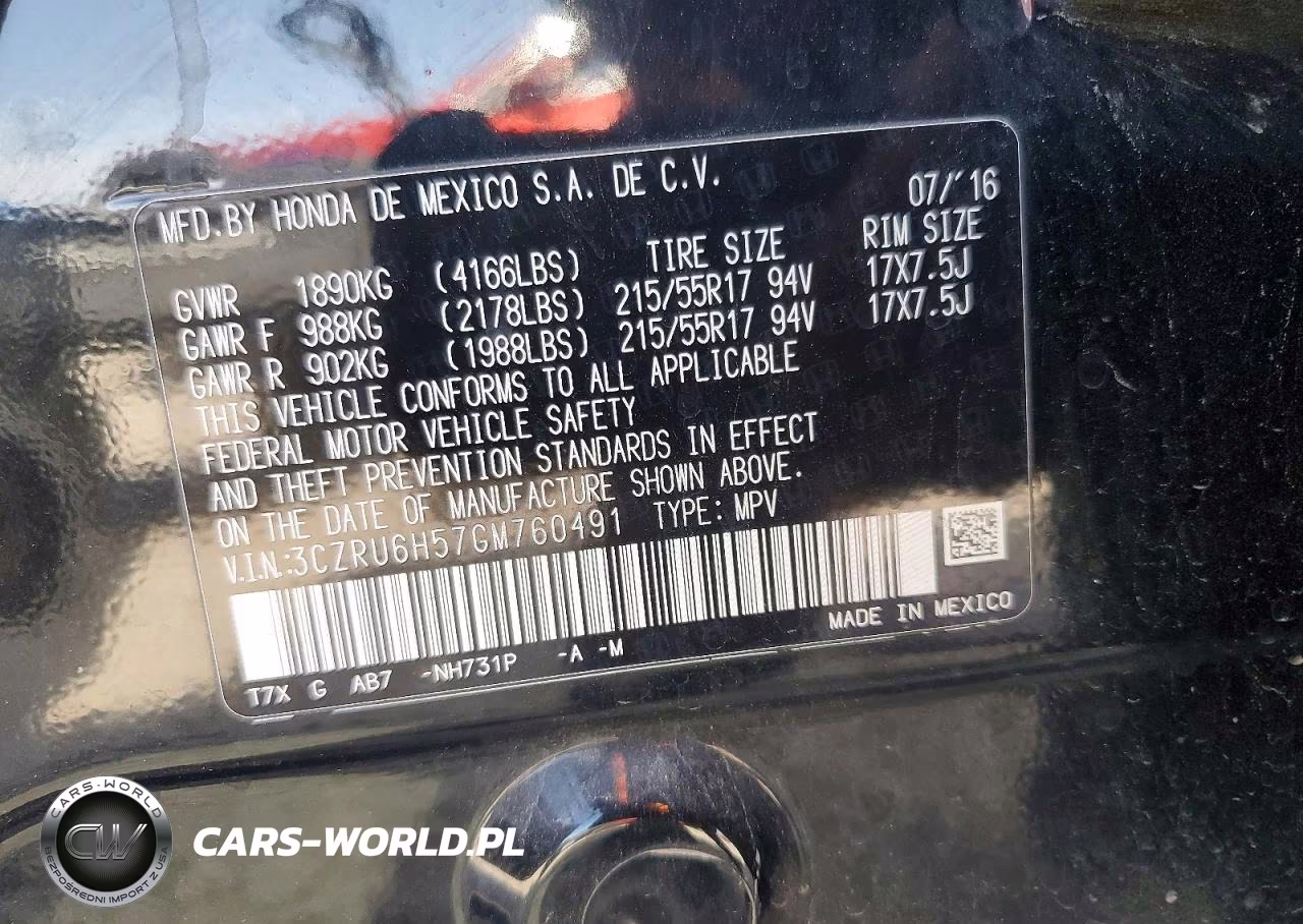 2016 Honda Hr-V Ex VIN:3CZRU6H57GM760491 - 13