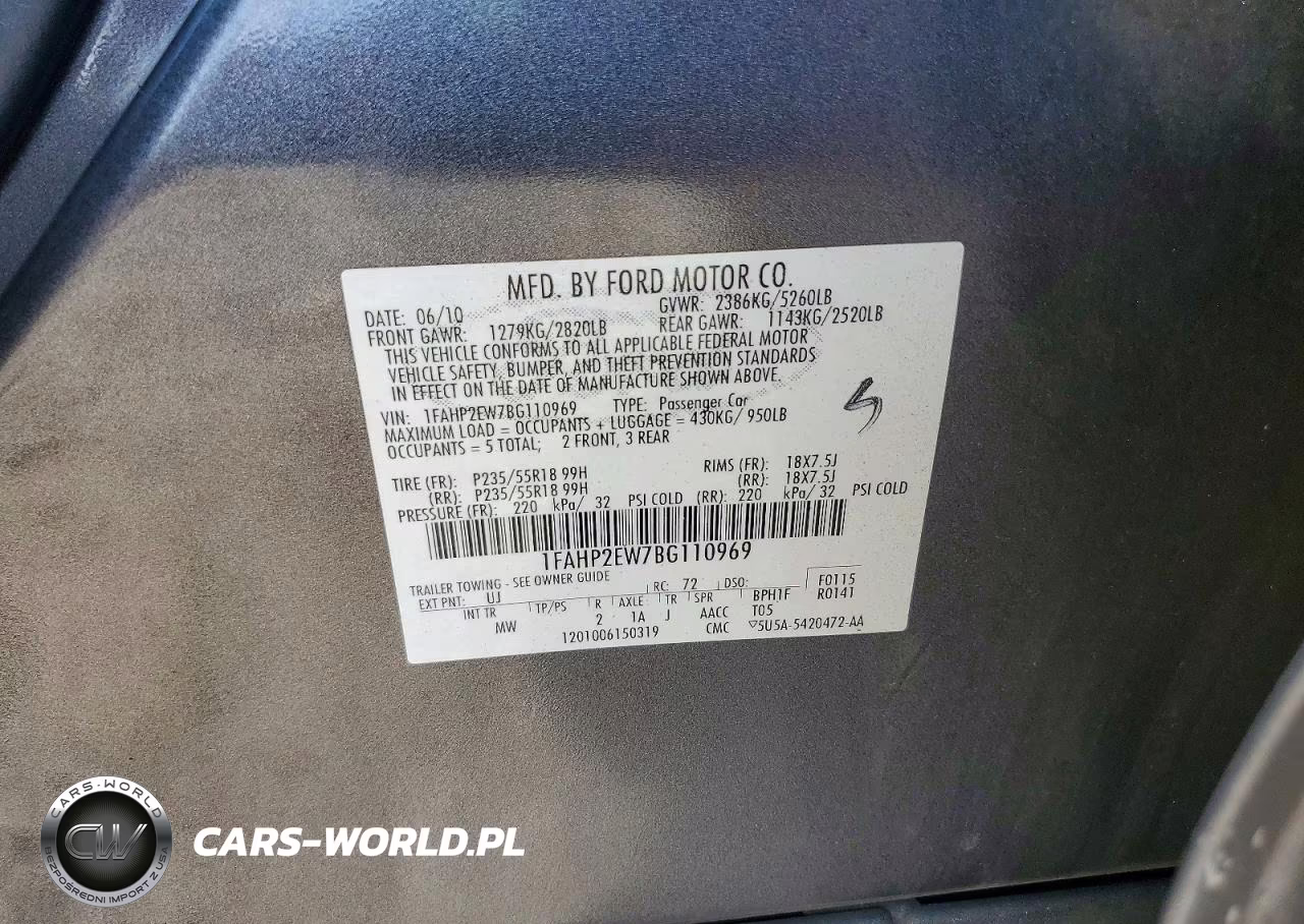 2011 Ford Taurus Sel VIN:1FAHP2EW7BG110969 - 13
