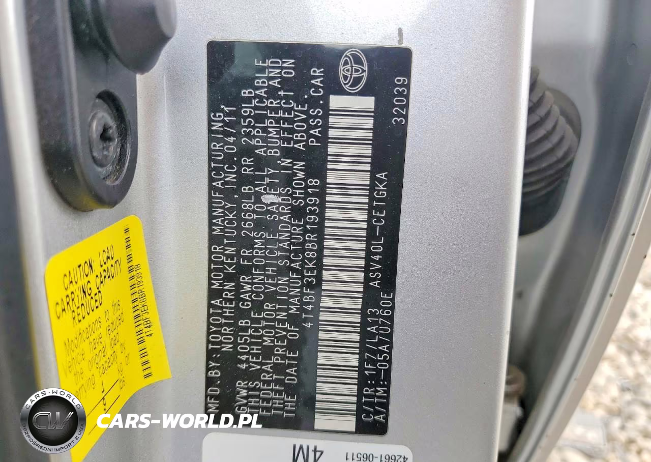2011 Toyota Camry Xle VIN:4T4BF3EK8BR193918 - 12