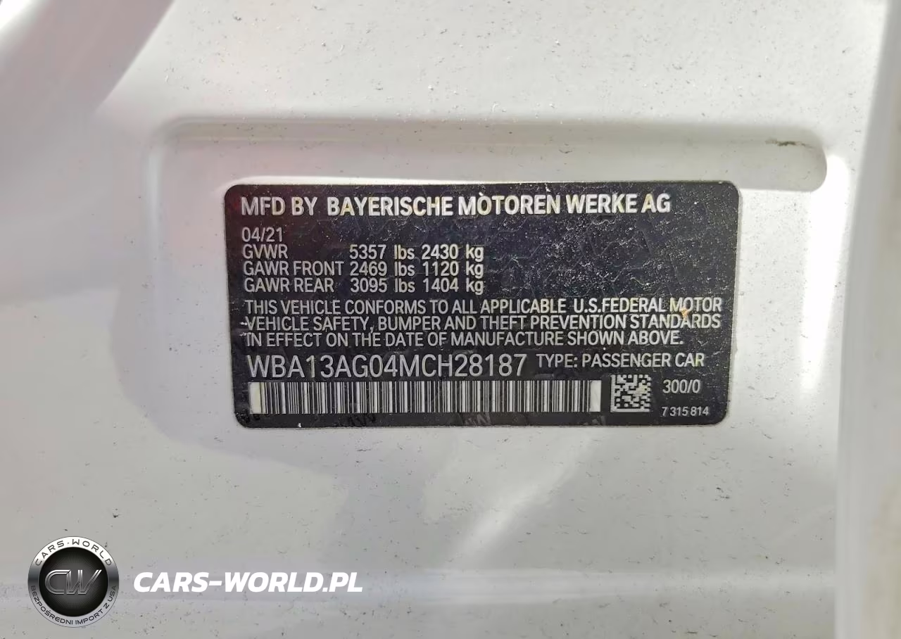 2021 BMW 530E VIN:WBA13AG04MCH28187 - 12