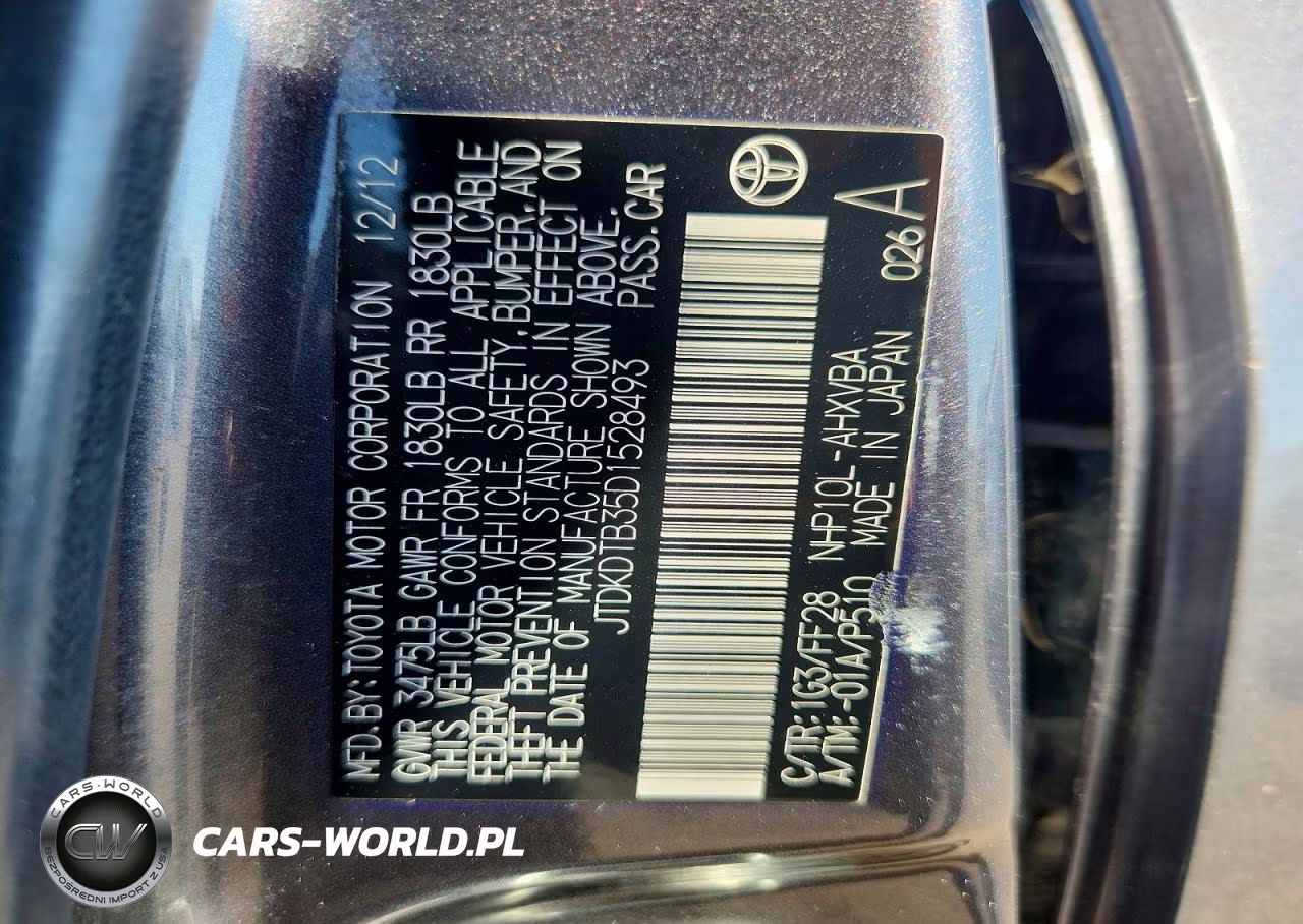 2013 Toyota Prius C Two VIN:JTDKDTB35D1528493 - 12