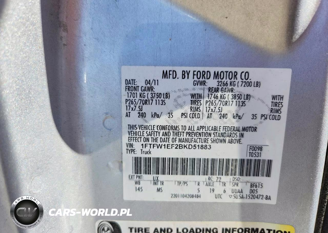 2011 Ford F150 Supercrew VIN:1FTFW1EF2BKD51883 - 12
