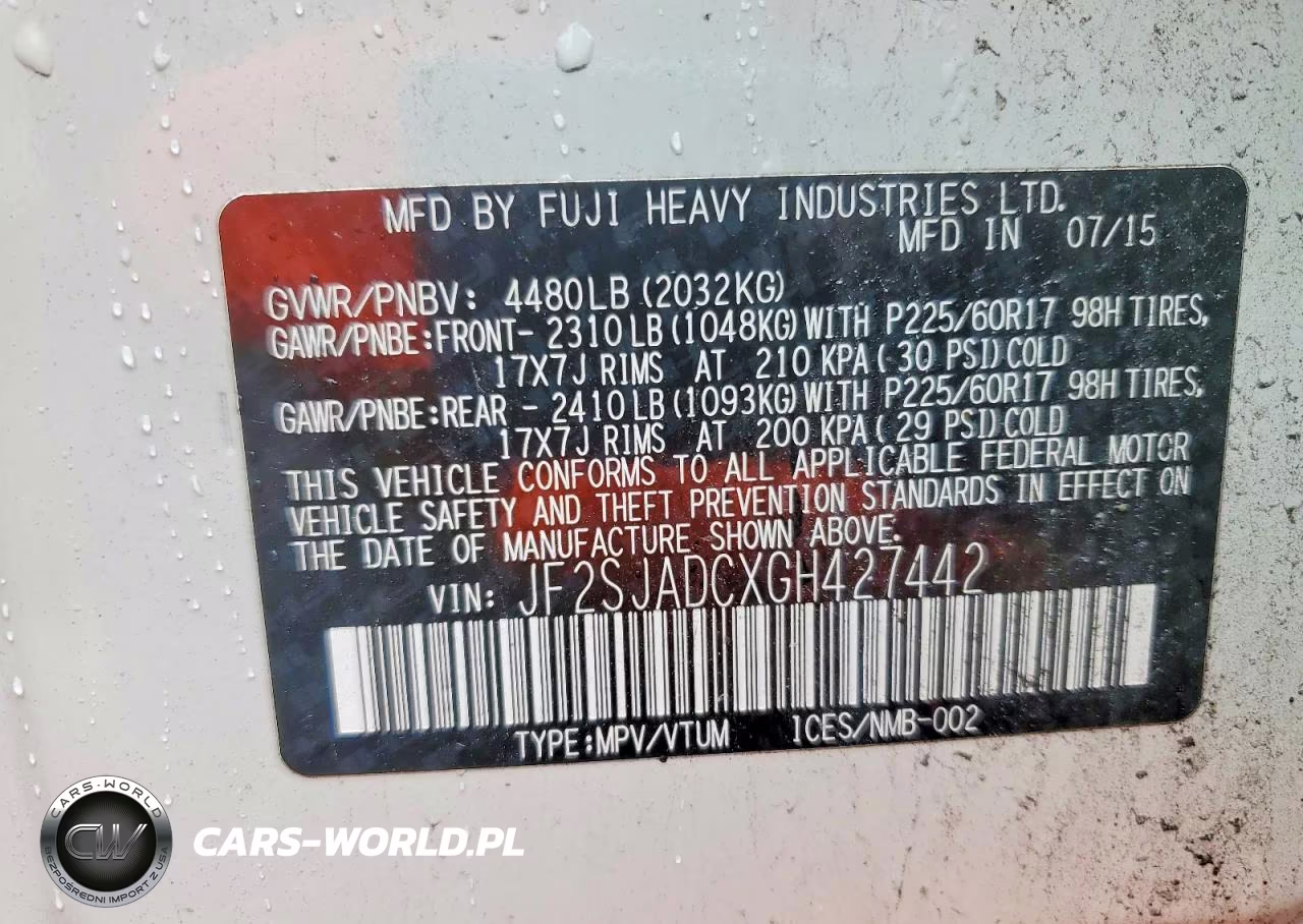 2016 Subaru Forester 2.5I Premium VIN:JF2SJADCXGH427442 - 13
