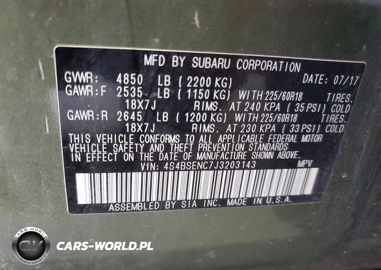 2018 Subaru Outback 3.6R Limited VIN:4S4BSENC7J3203143 - 14