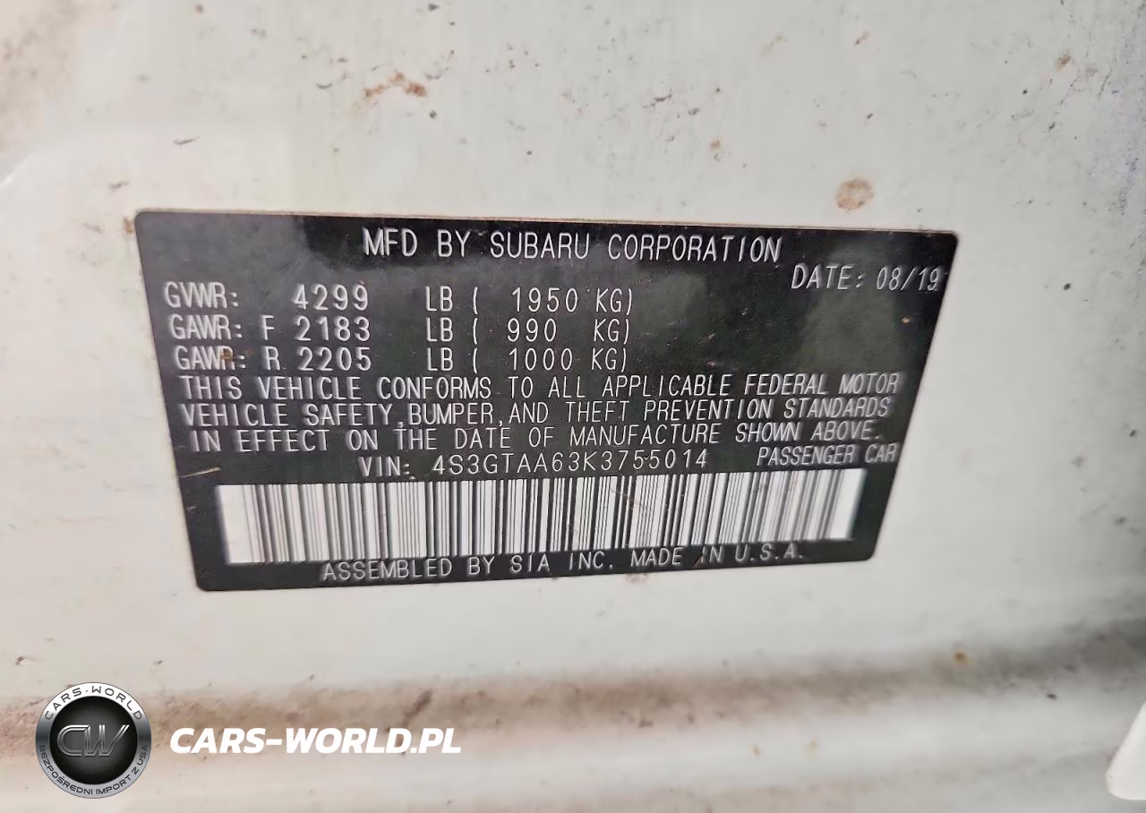 2019 Subaru Impreza VIN:4S3GTAA63K3755014 - 12