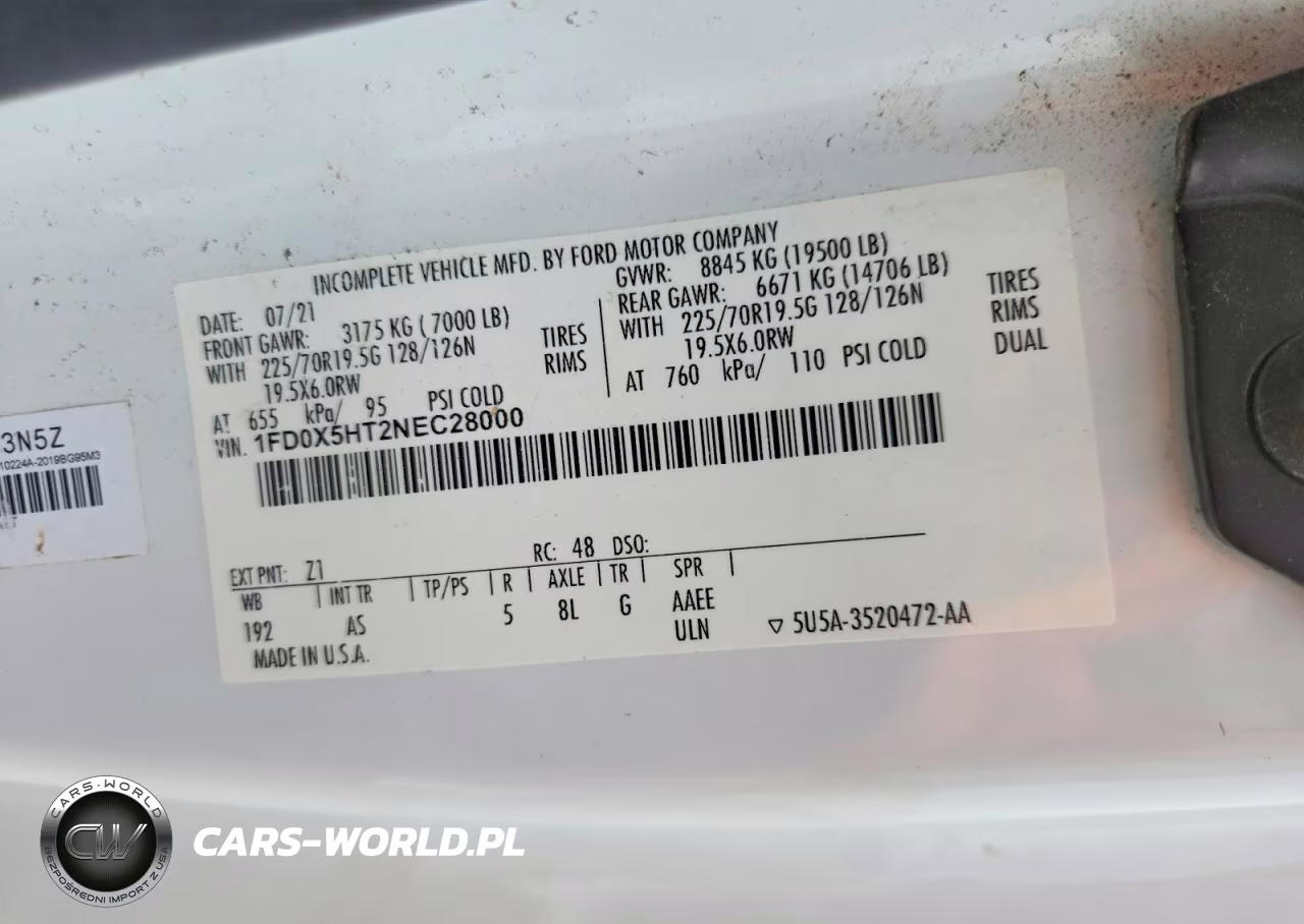 2022 Ford F550 Super Duty VIN:1FD0X5HT2NEC28000 - 12