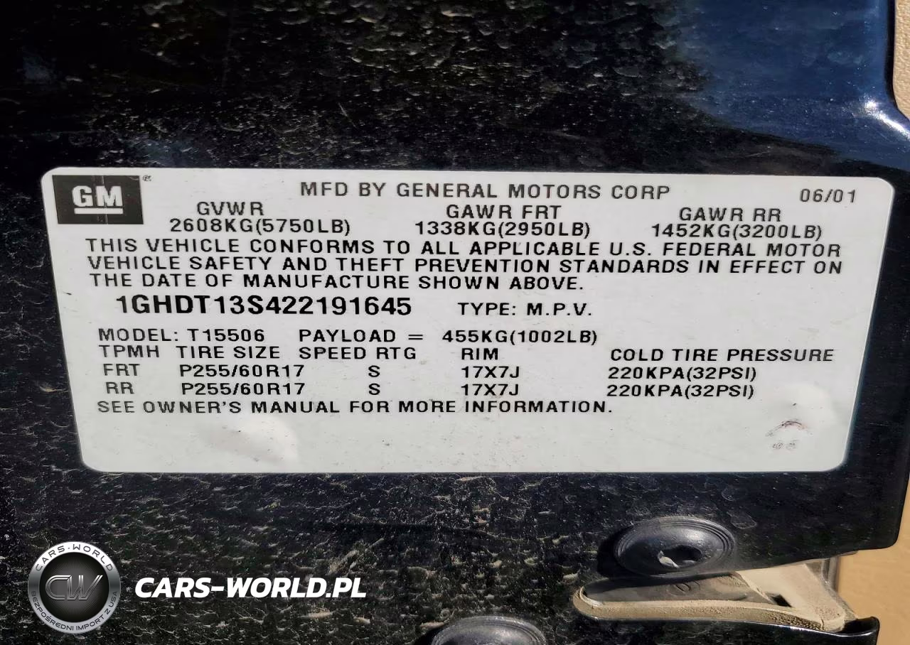 2002 Oldsmobile Bravada VIN:1GHDT13S422191645 - 13