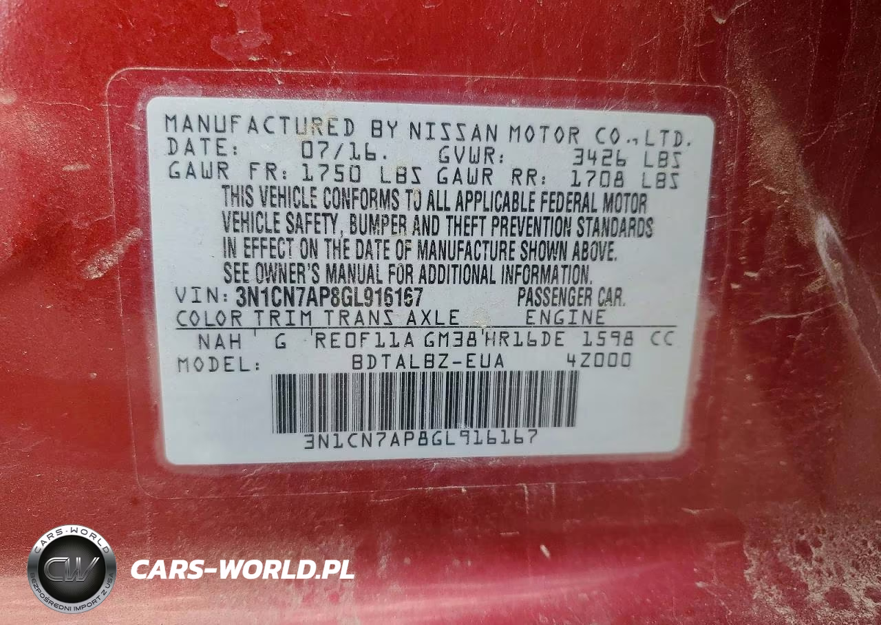 2016 Nissan Versa 1.6 Sv VIN:3N1CN7AP8GL916167 - 12