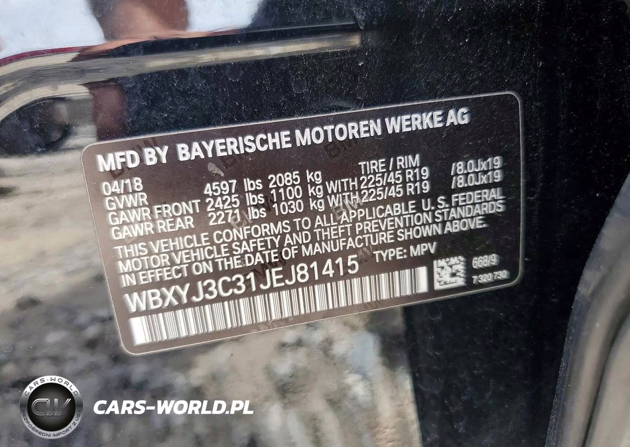 2018 BMW X2 Sdrive28I VIN:WBXYJ3C31JEJ81415 - 14