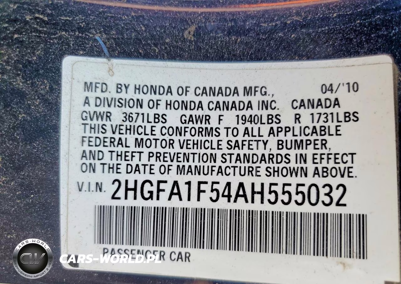 2010 Honda Civic Lx VIN:2HGFA1F54AH555032 - 13