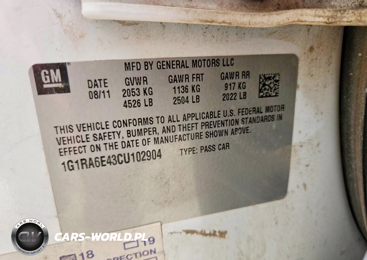 2012 Chevrolet Volt VIN:1G1RA6E43CU102904 - 12