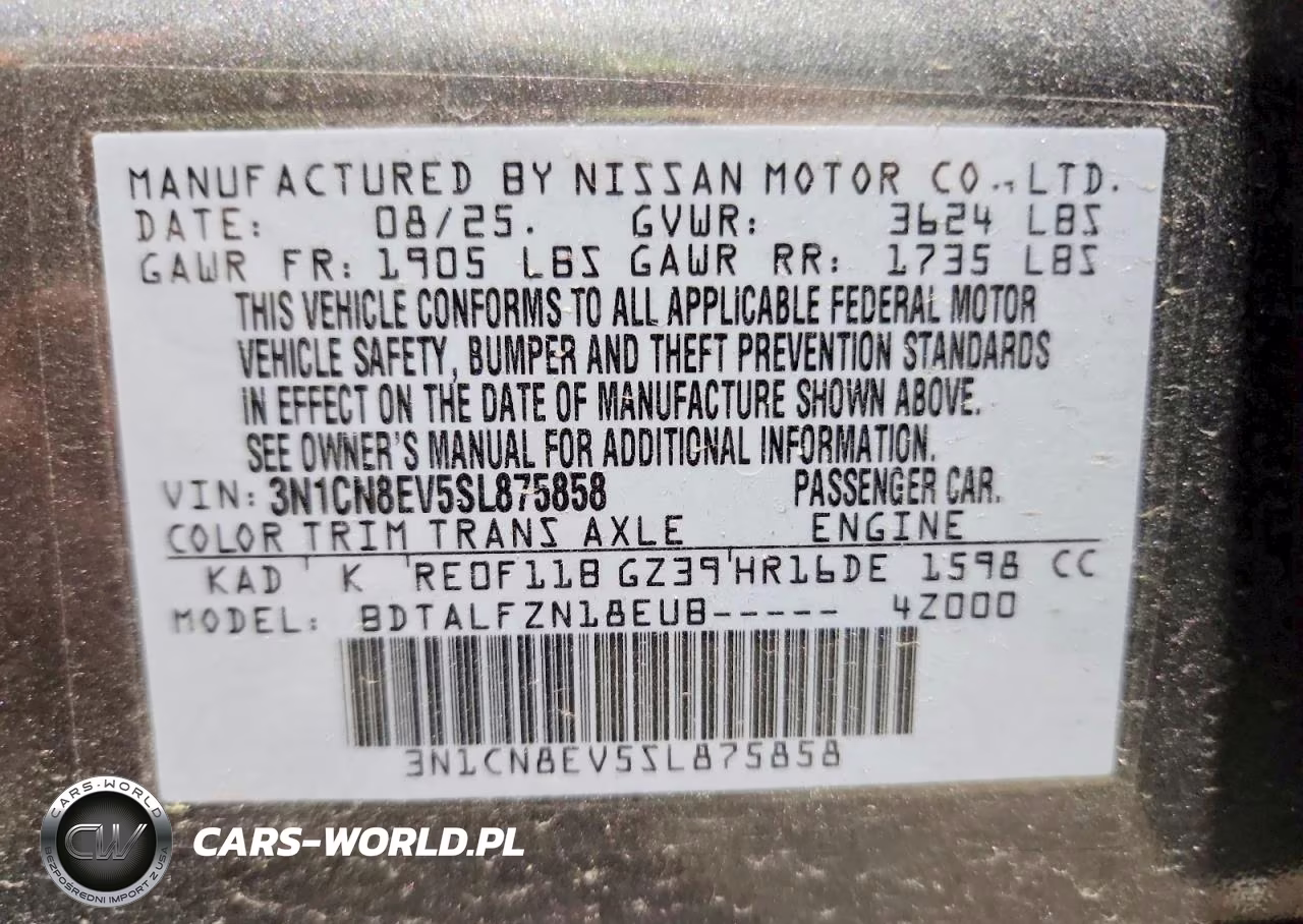 2025 Nissan Versa Sv VIN:3N1CN8EV5SL875858 - 13