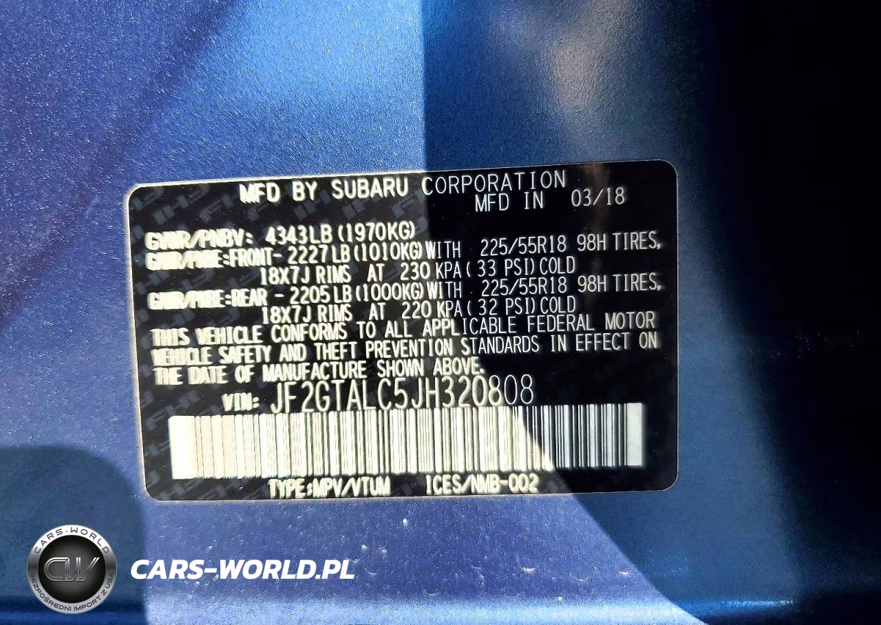 2018 Subaru Crosstrek Limited VIN:JF2GTALC5JH320808 - 13