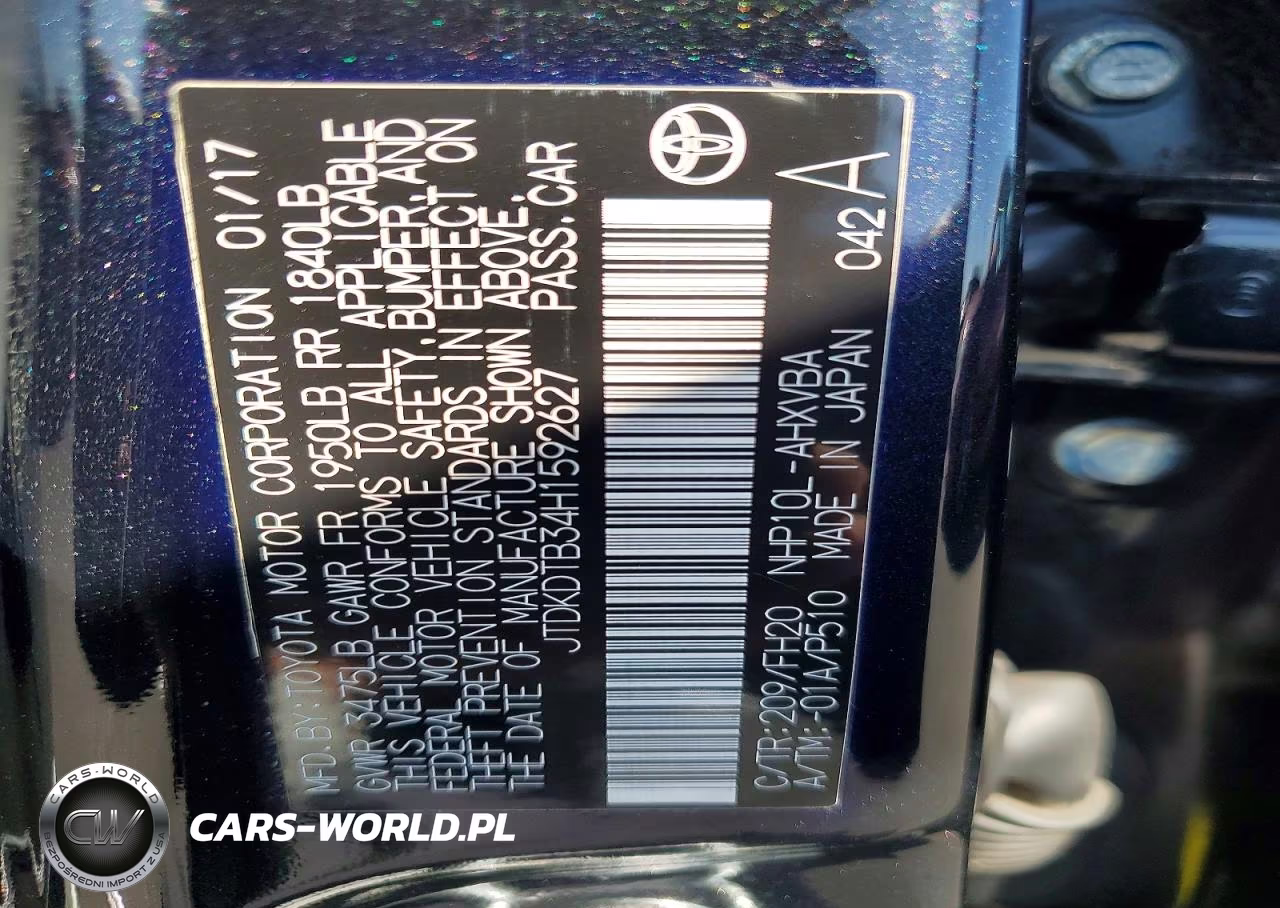 2017 Toyota Prius C One VIN:JTDKDTB34H1592627 - 12