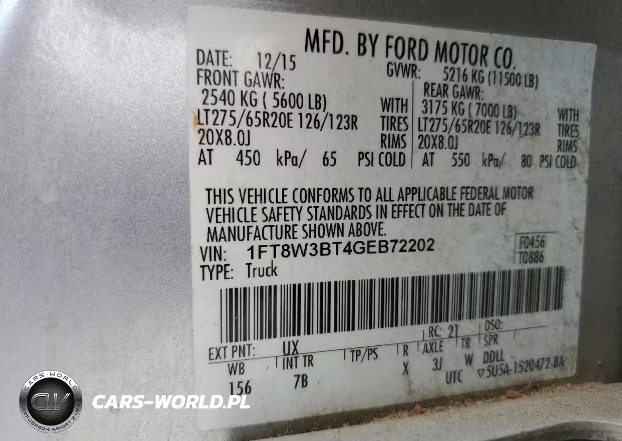 2016 Ford F350 Super Duty VIN:1FT8W3BT4GEB72202 - 12