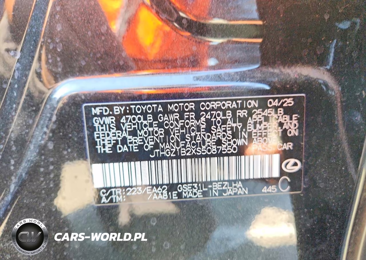2025 Lexus Is 350 F Sport VIN:JTHGZ1B2XS5087550 - 13