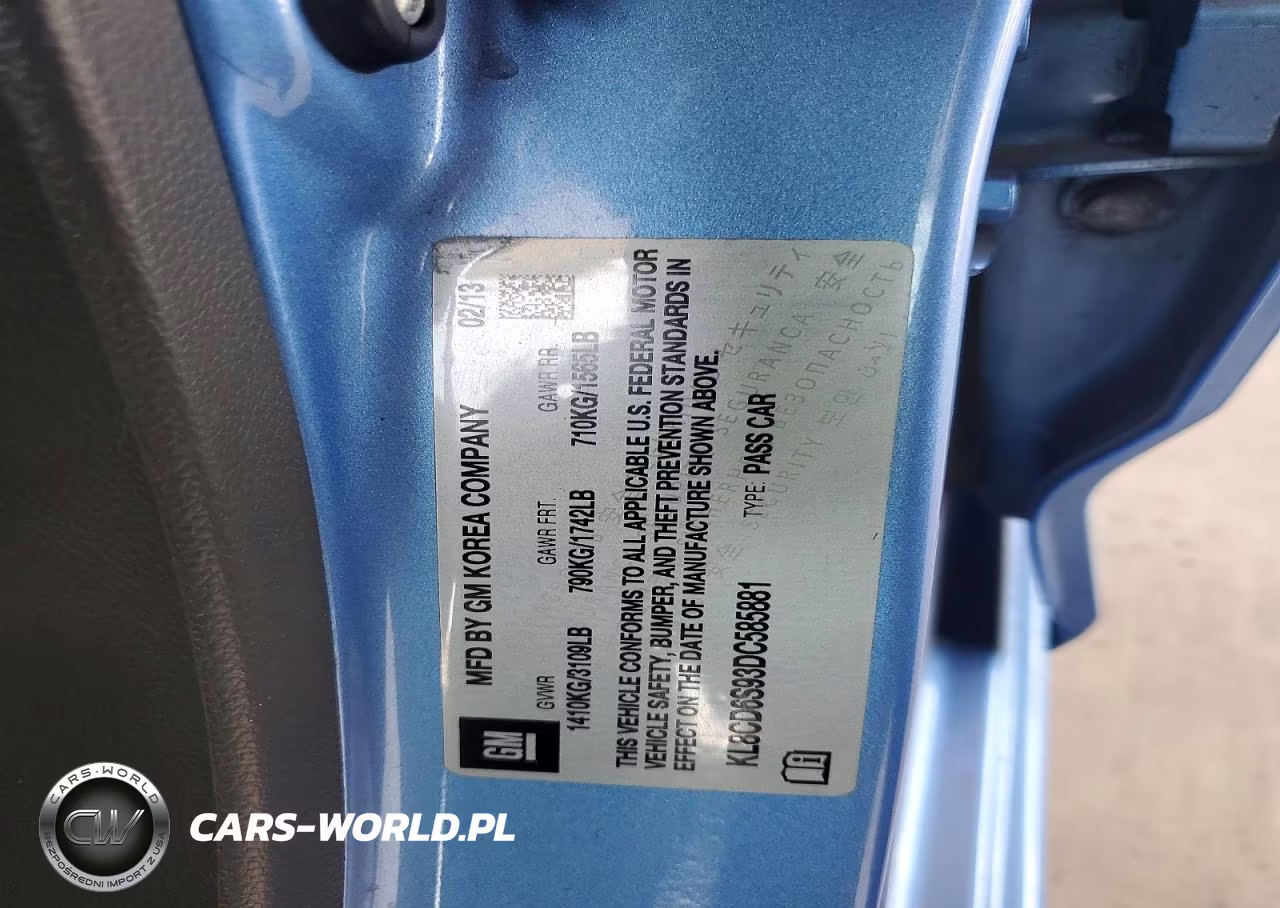2013 Chevrolet Spark 1Lt VIN:KL8CD6S93DC585881 - 12
