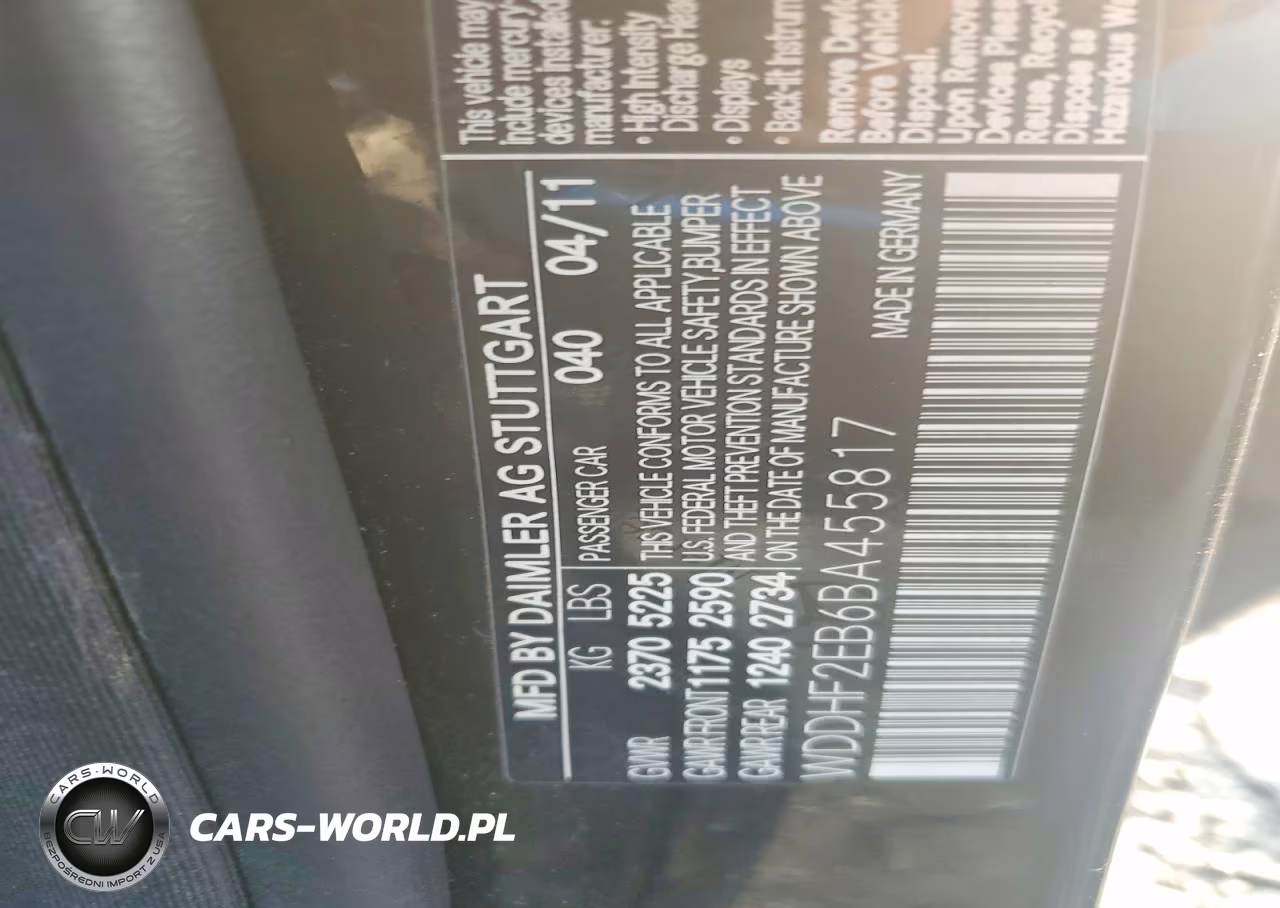 2011 Mercedes-Benz 350 VIN:WDDHF2EB6BA455817 - 12