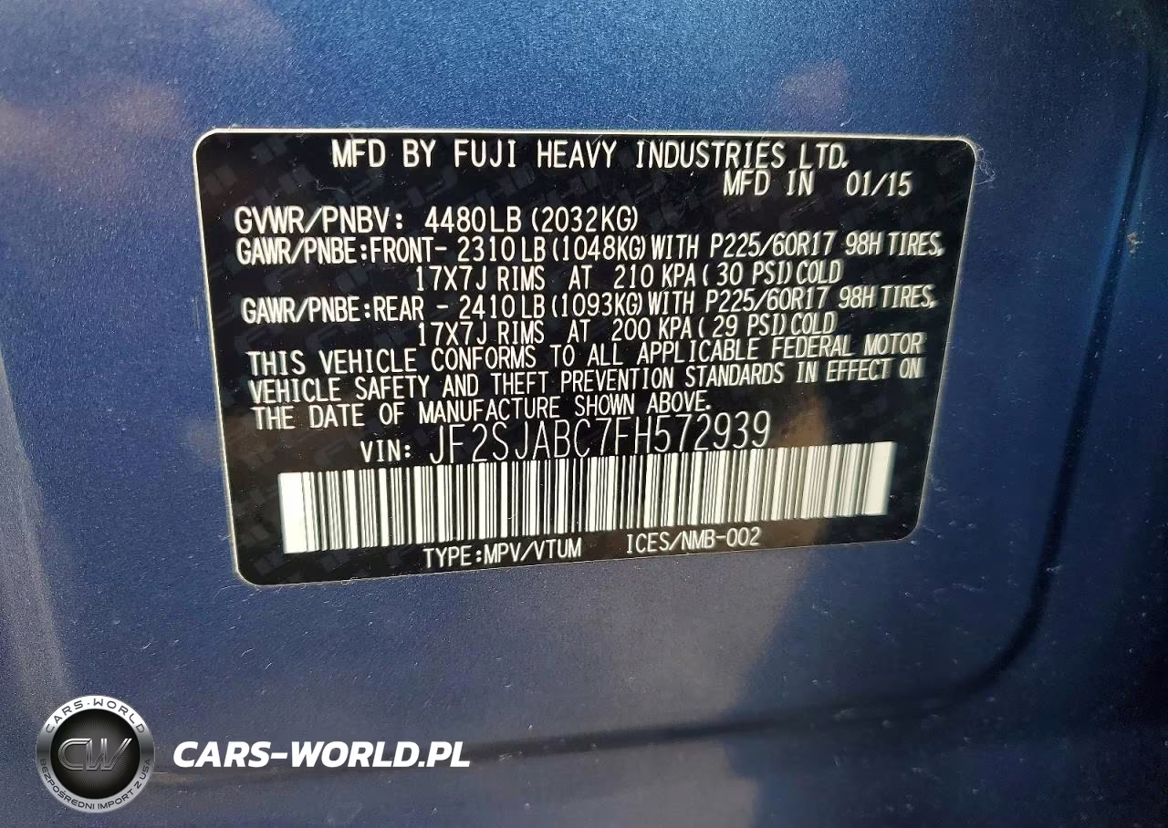 2015 Subaru Forester 2.5I VIN:JF2SJABC7FH572939 - 14