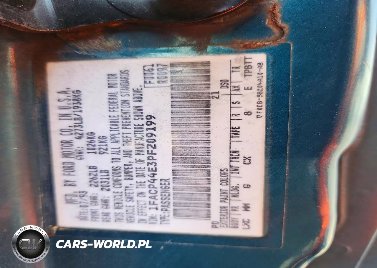 1993 Ford Mustang Lx VIN:1FACP44E3PF209199 - 12