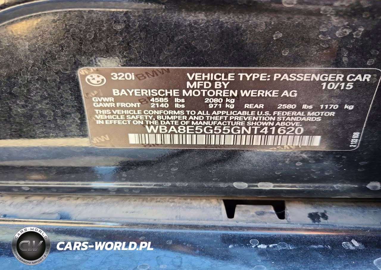 2016 BMW 320 Xi VIN:WBA8E5G55GNT41620 - 12