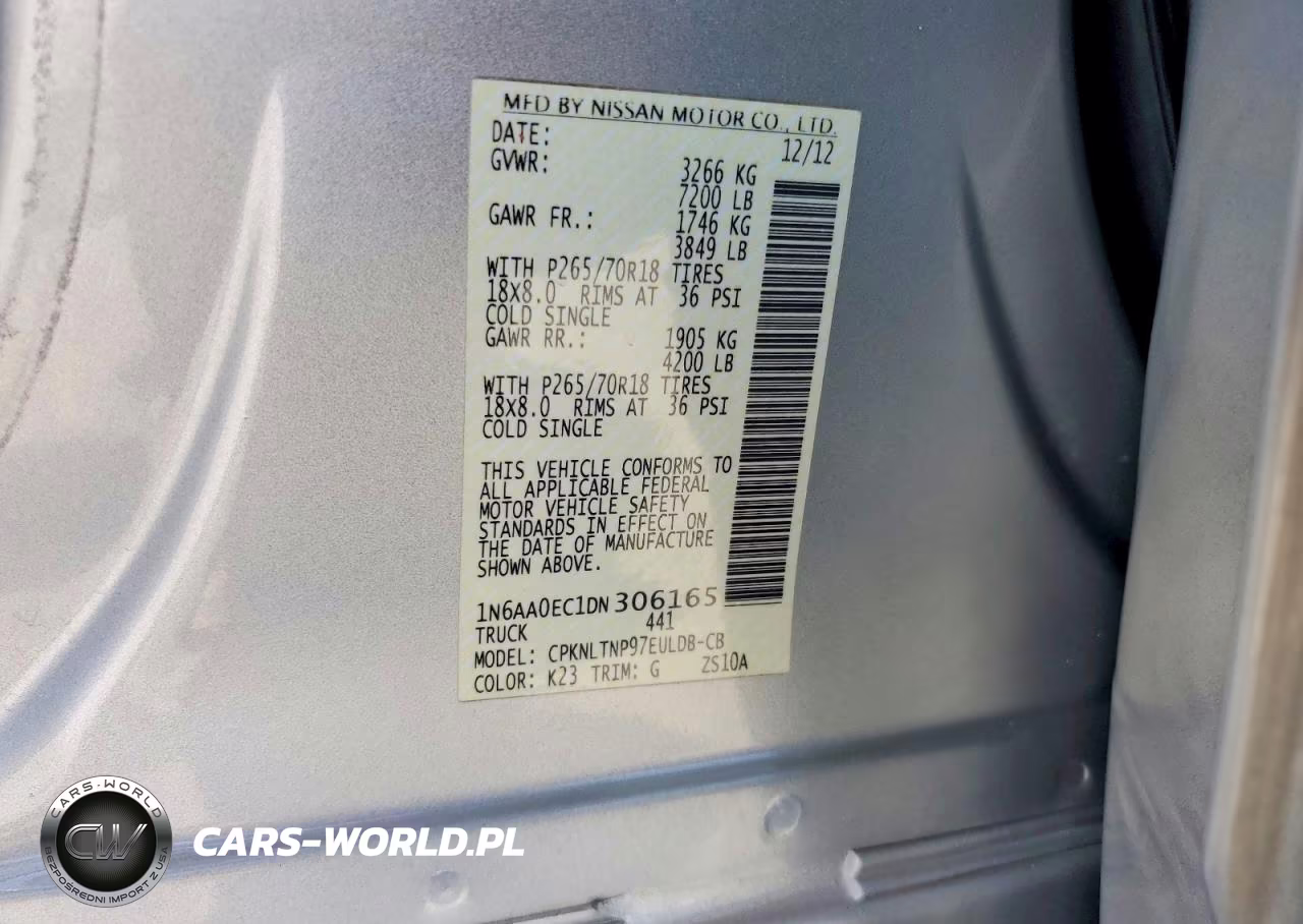 2013 Nissan Titan Sv VIN:1N6AA0EC1DN306165 - 12