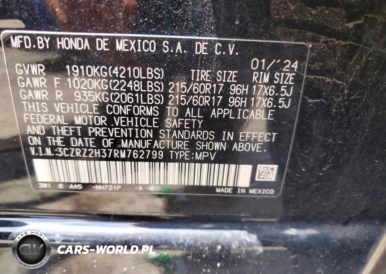 2024 Honda Hr-V Lx VIN:3CZRZ2H37RM762799 - 13
