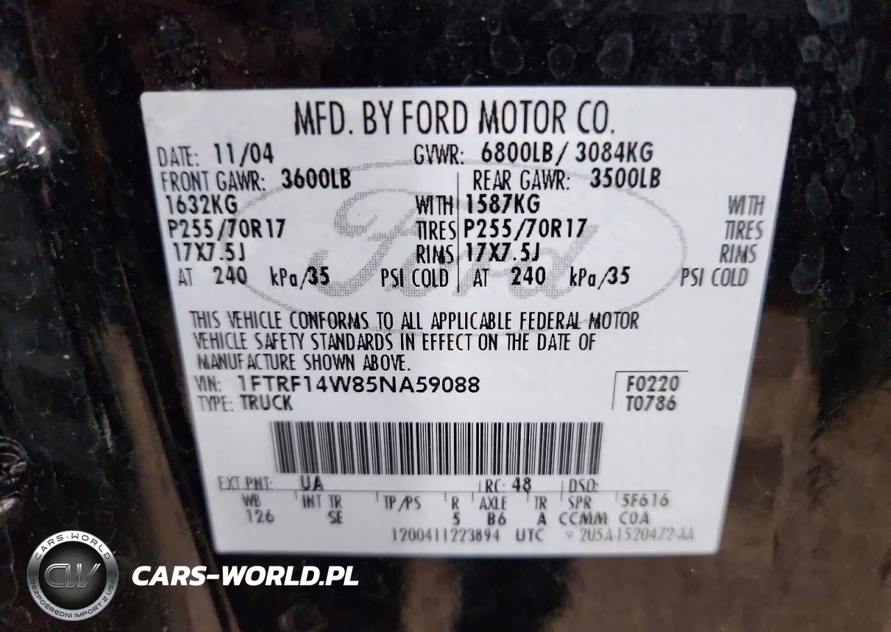 2005 Ford F150 VIN:1FTRF14W85NA59088 - 12