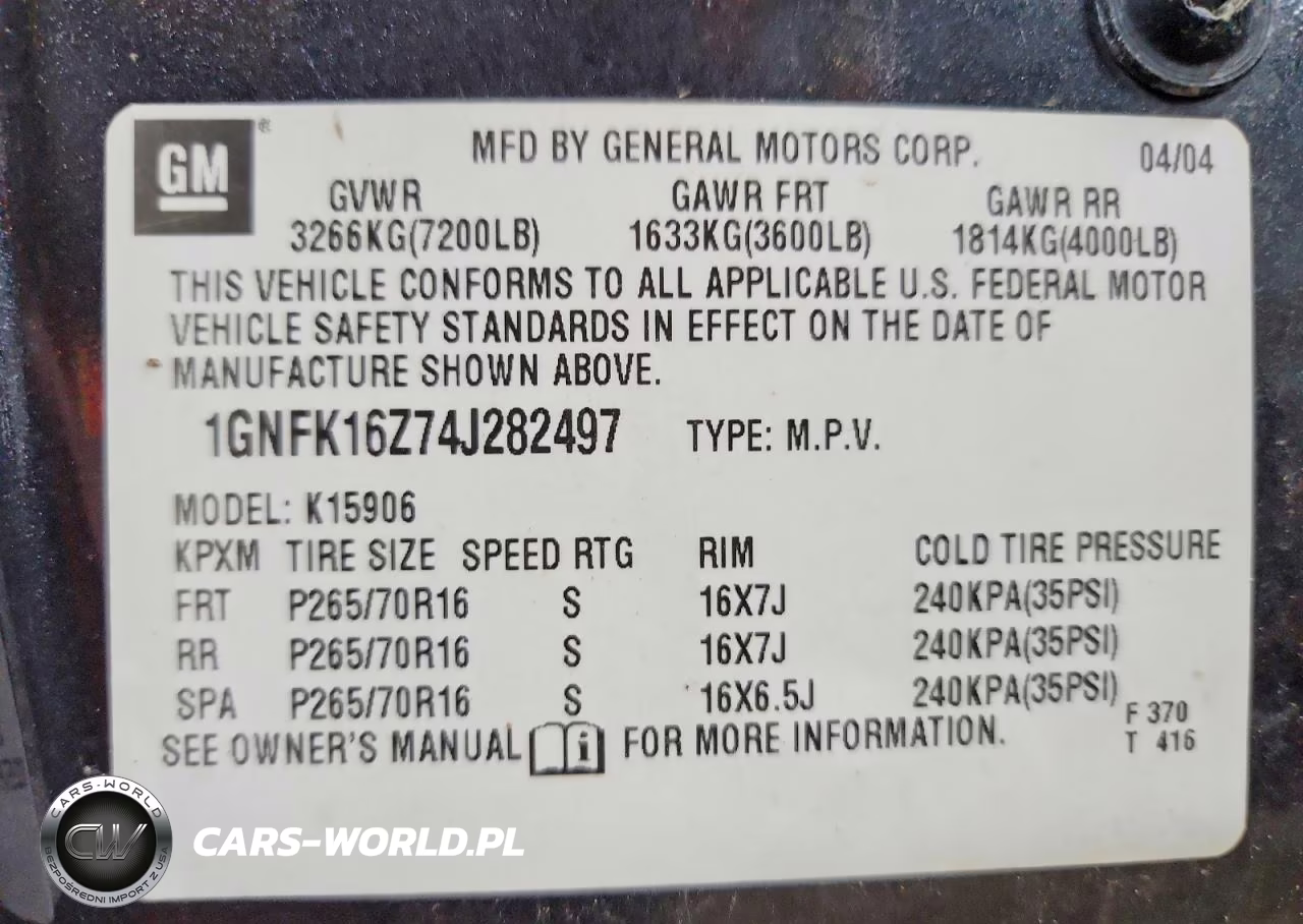 2004 Chevrolet Suburban K1500 VIN:1GNFK16Z74J282497 - 14