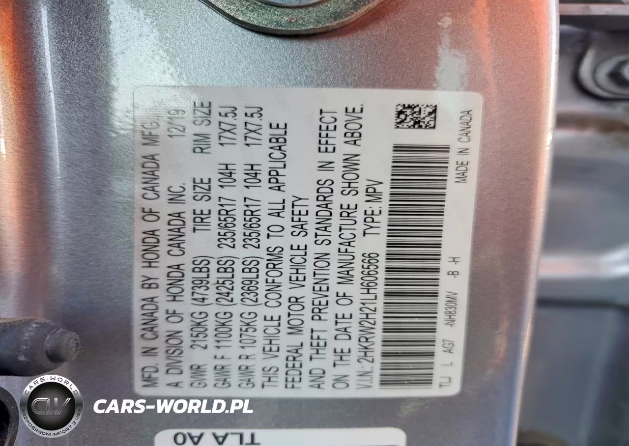 2020 Honda Cr-V Lx VIN:2HKRW2H21LH606566 - 13