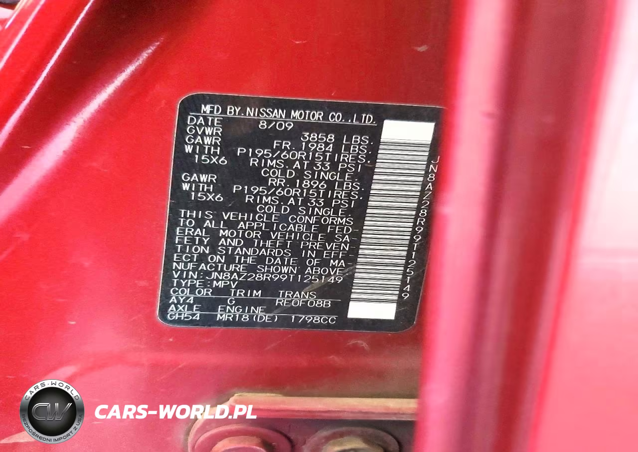 2009 Nissan Cube 1.8 VIN:JN8AZ28R99T125149 - 13