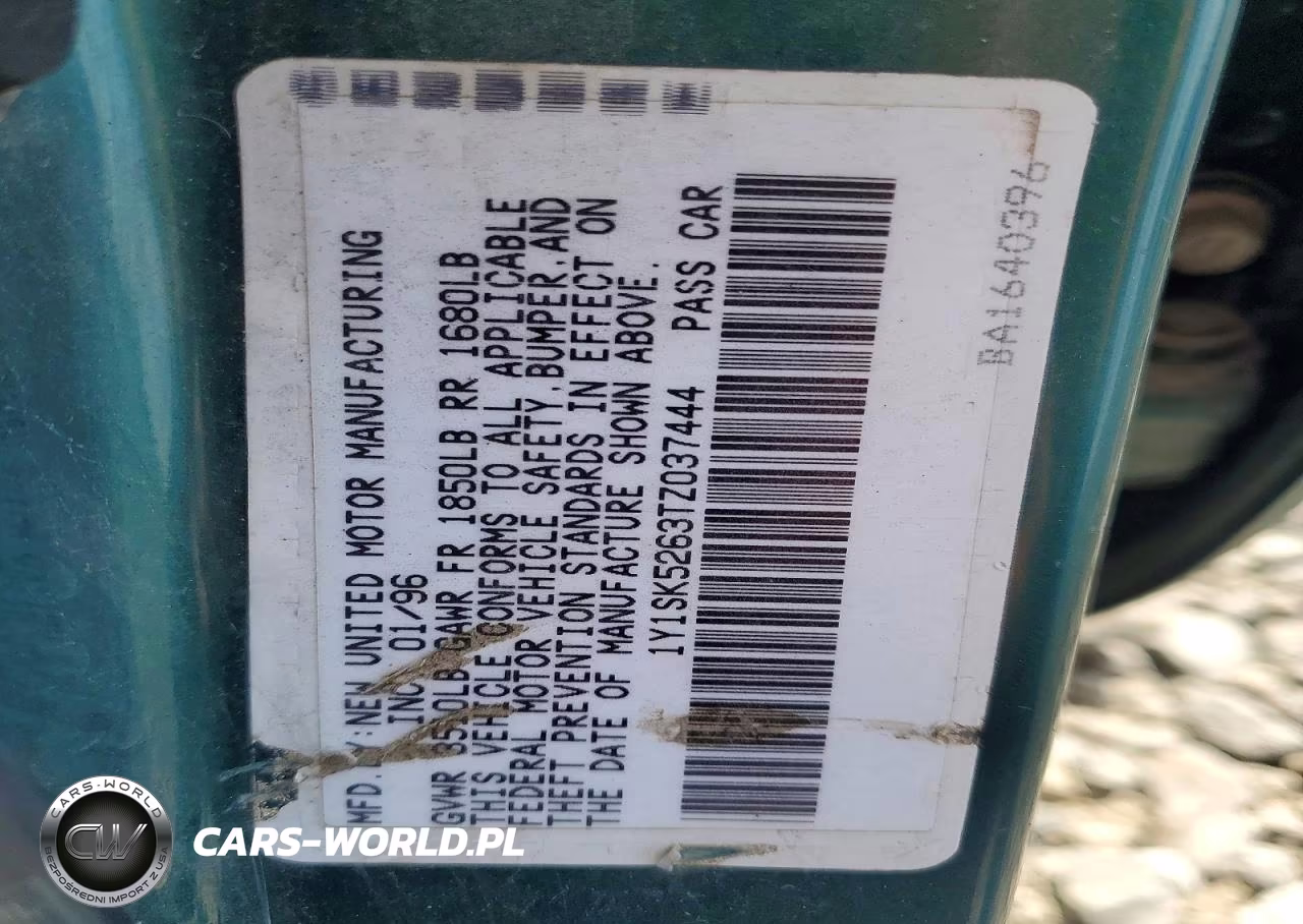 1996 Geo Prizm Base VIN:1Y1SK5263TZ037444 - 12