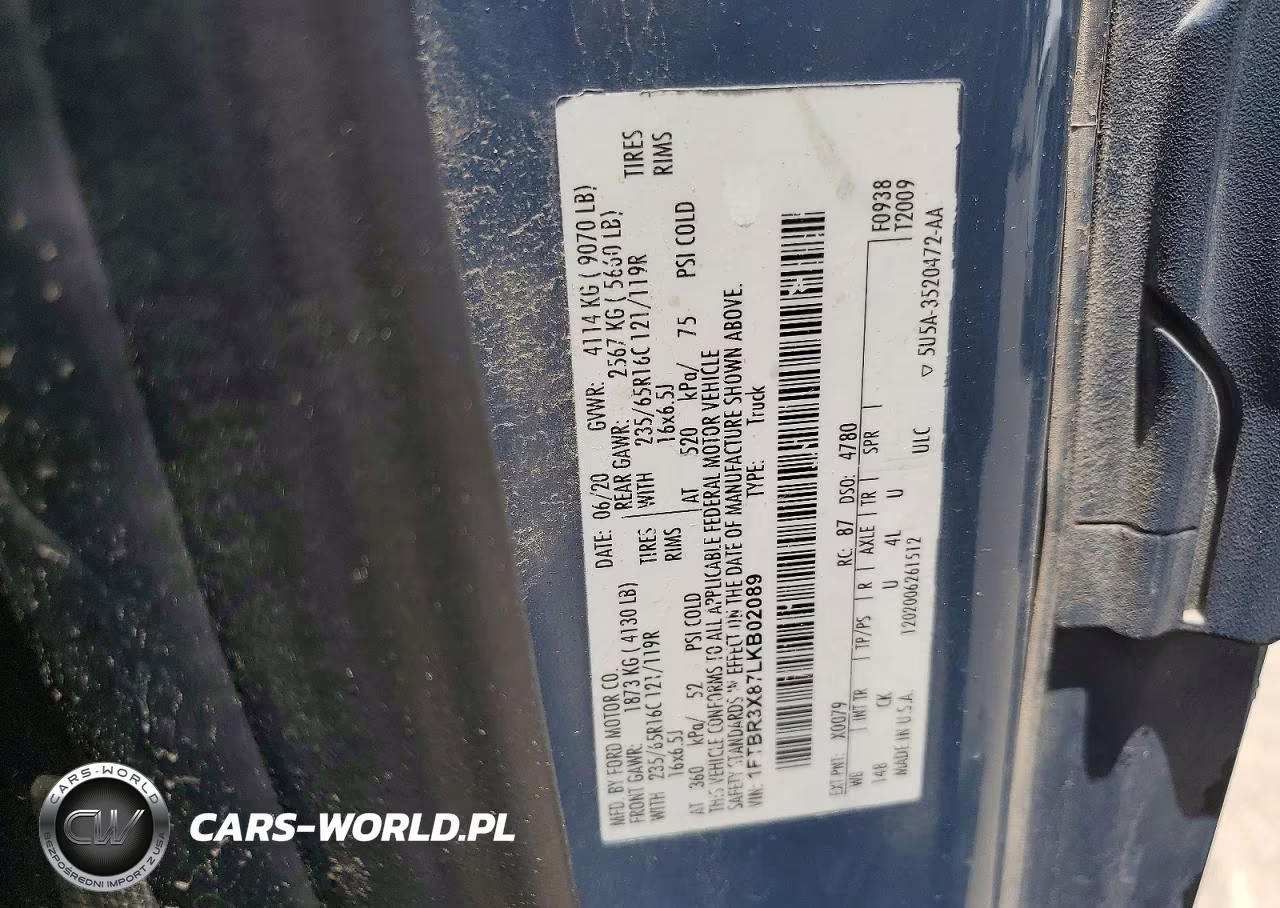 2020 Ford Transit 250 Delivery Van VIN:1FTBR3X87LKB02089 - 13