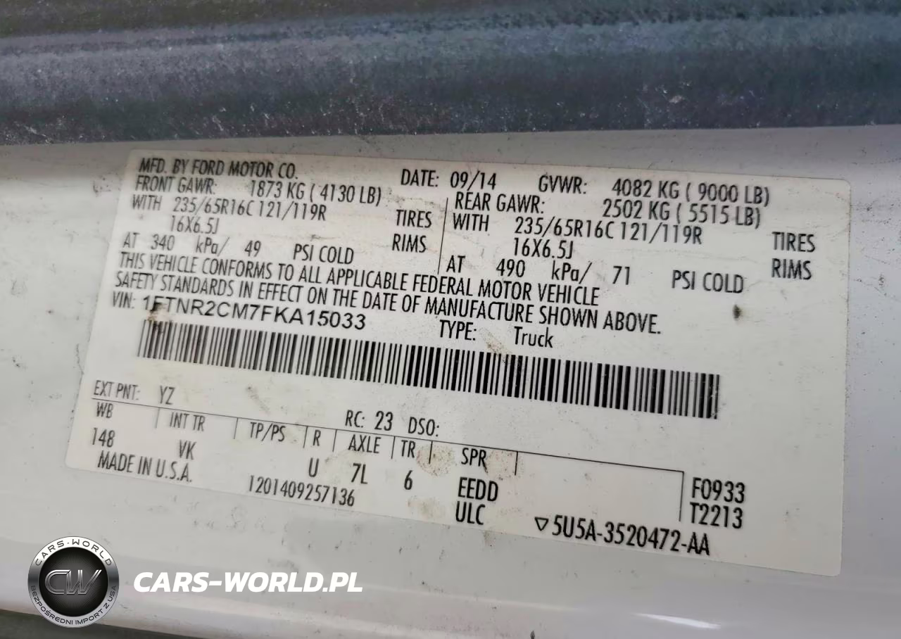 2015 Ford Transit T-250 VIN:1FTNR2CM7FKA15033 - 14