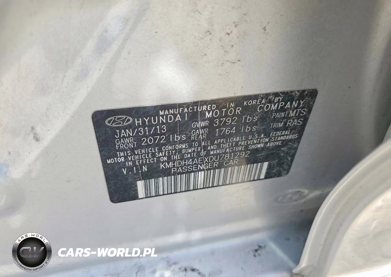 2013 Hyundai Elantra Gls VIN:KMHDH4AEXDU781292 - 12
