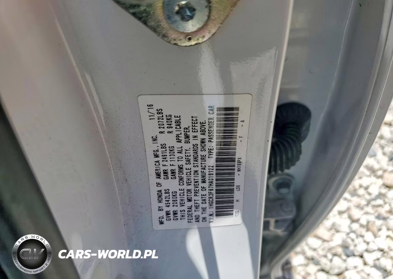 2017 Honda Accord Exl VIN:1HGCR3F87HA019122 - 12