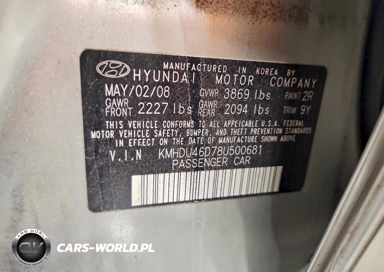 2008 Hyundai Elantra Gls VIN:KMHDU46D78U500681 - 13