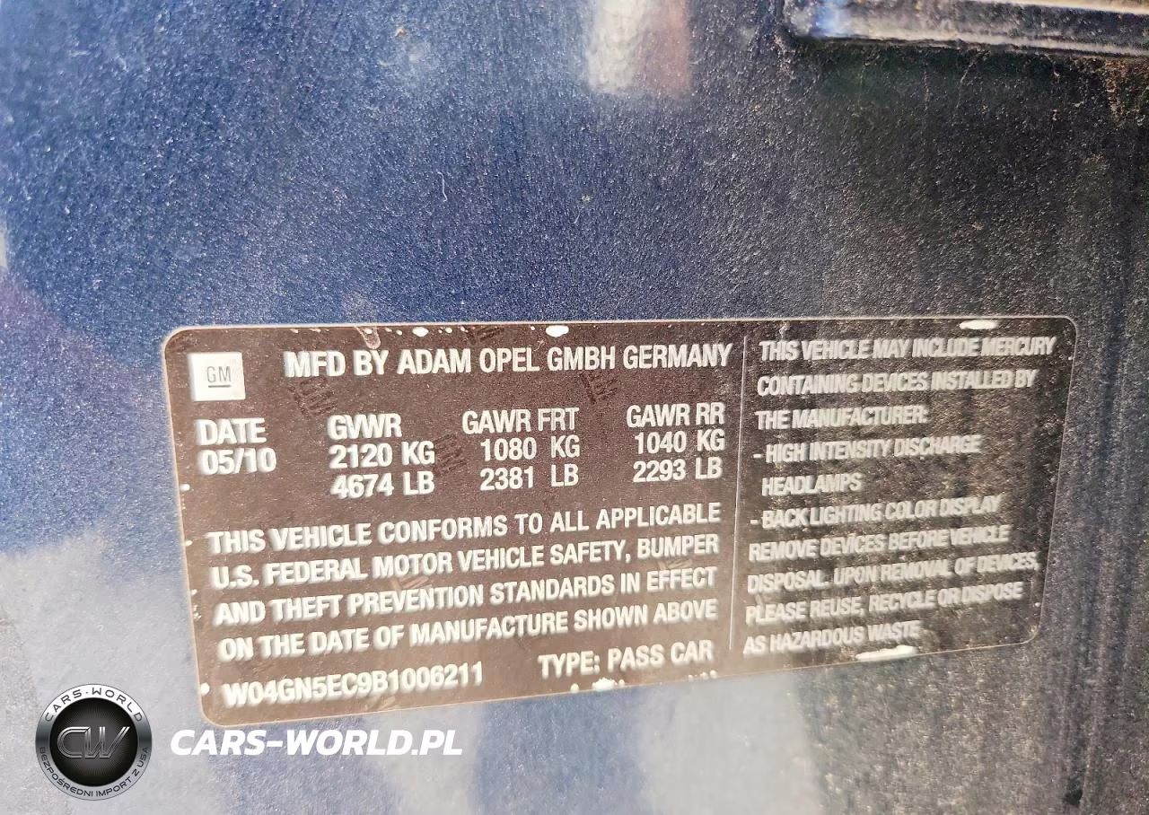 BUICK REGAL CXL VIN:W04GN5EC9B1006211 - 12
